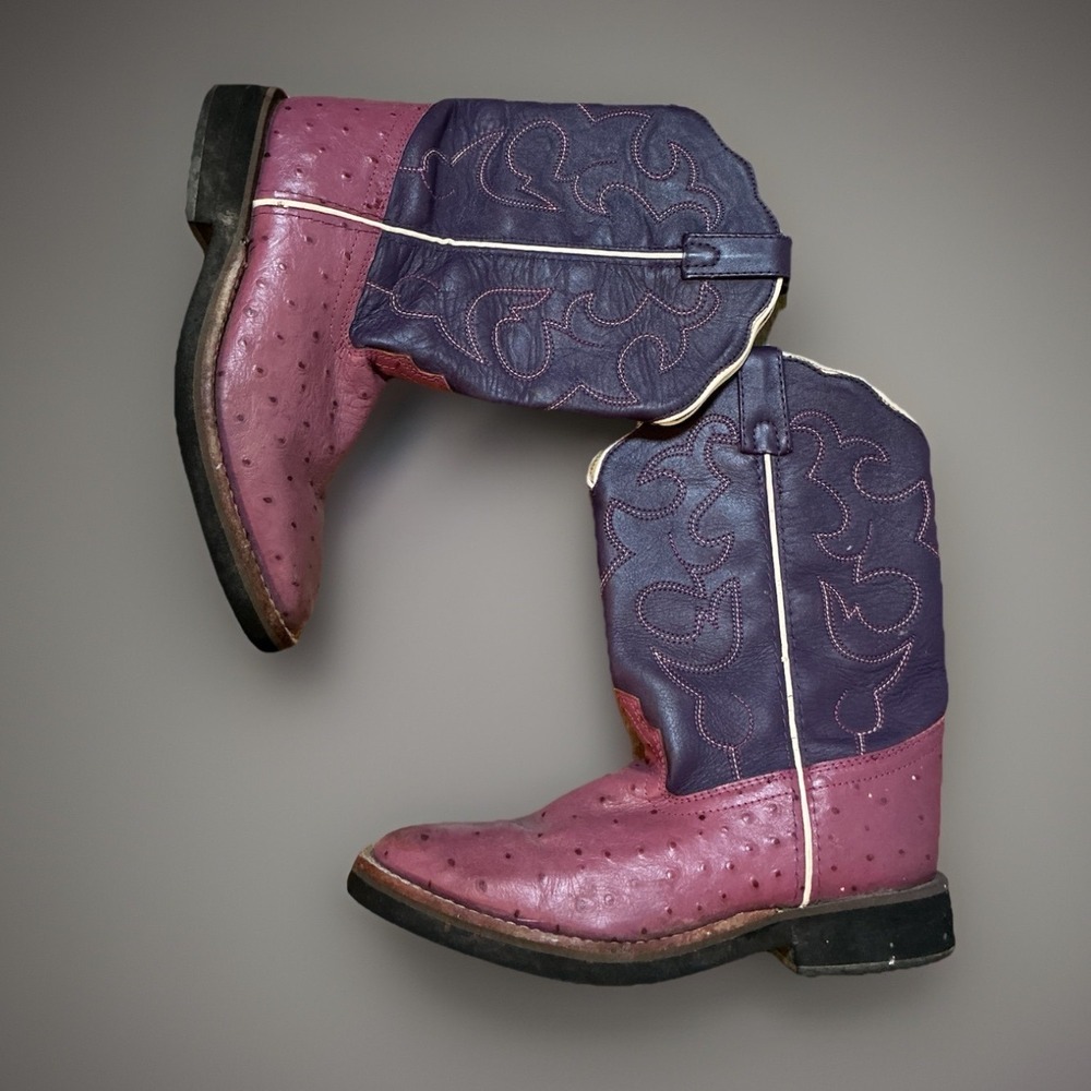 Ostrich Print Purple Western Boots‎ Rodeo Cowgirl Fashion Women's